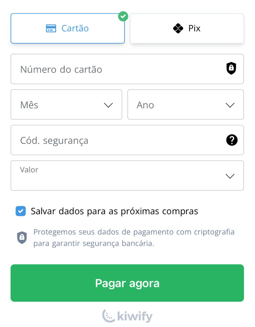 Botão pagar agora